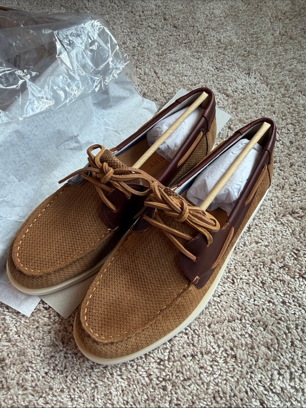 NWT Sperry Men's Two-Tone Brown Tan Boat Shoes